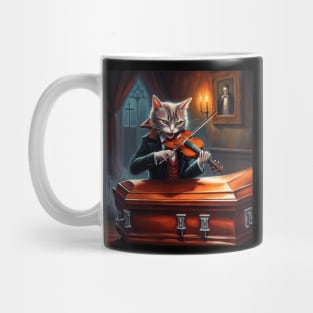 horrifying vampire cat playing violin Mug